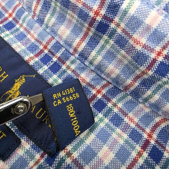 Ralph Lauren Shirt Mens Large Plaid Classic Fit Oxford Cloth Button Down Preppy - Picture 3 of 16
